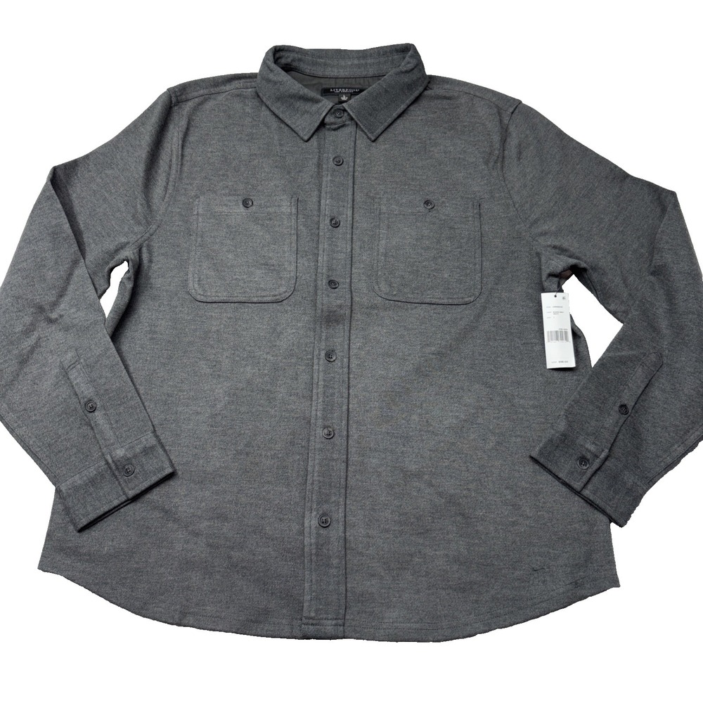 Liverpool Los Angeles Men's Dark Grey LG  Knit Long Sleeve Button Up Shirt NWT